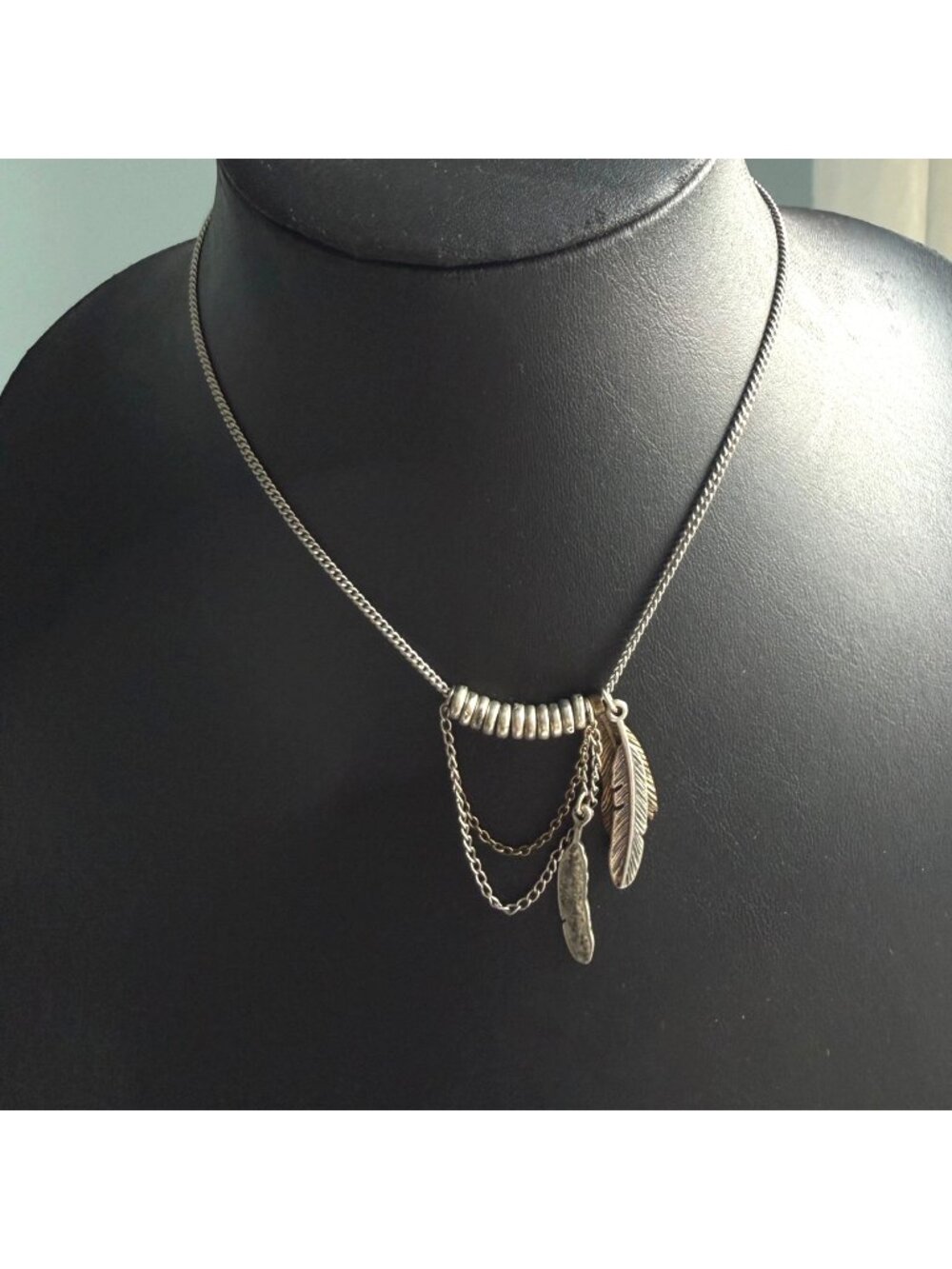 American Eagle Necklace Feather Charm Pendant Boho Y2K Silver Tone16-18 Inches